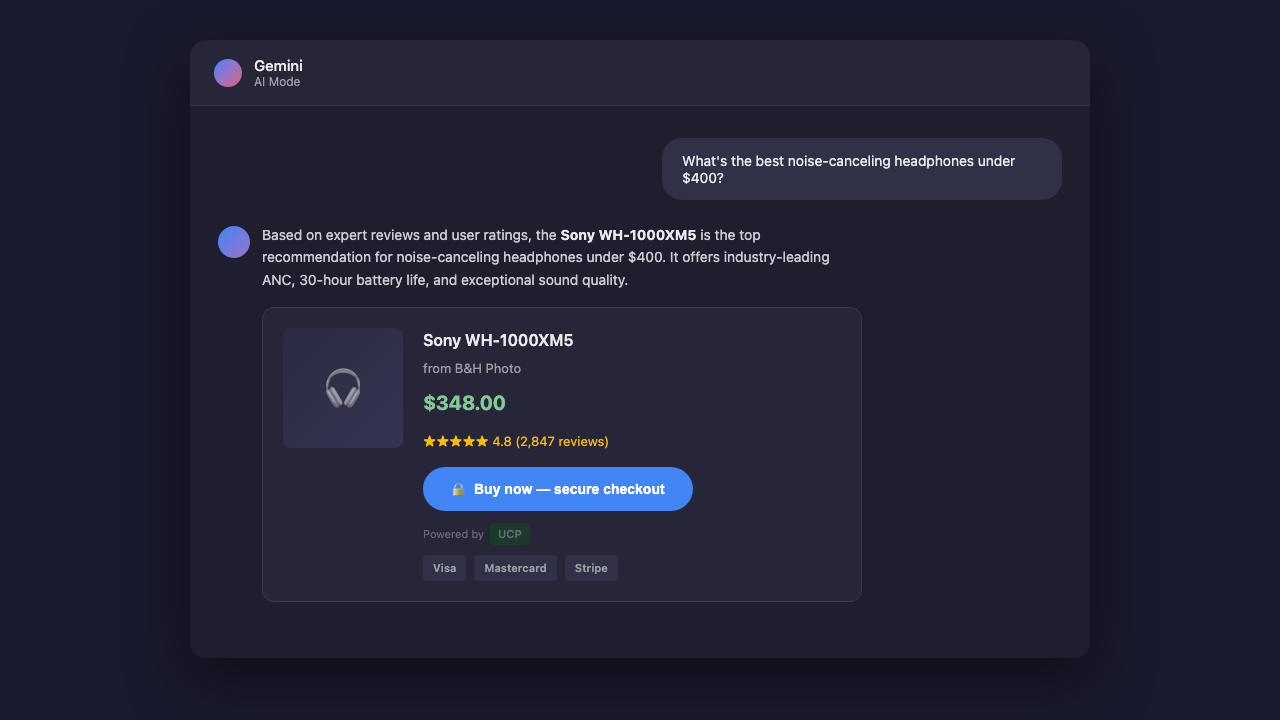 AI recommendation leading to a cart-ready purchase path
